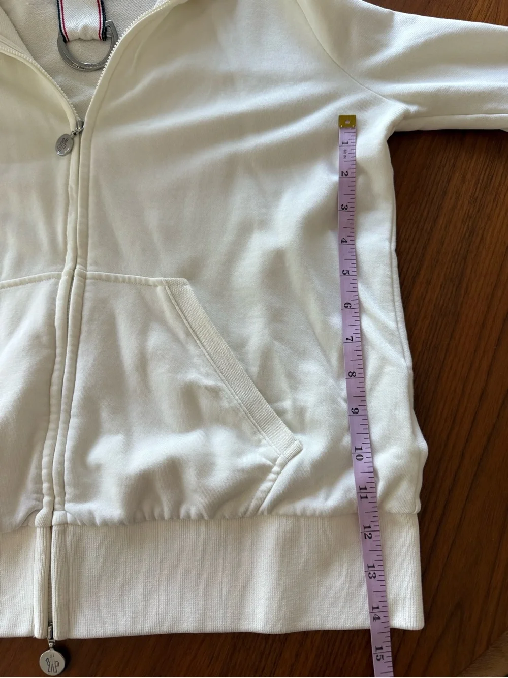 Moncler - Cream Zip-Up Hoodie with Logo Patch - Size M - Picture 8 of 10
